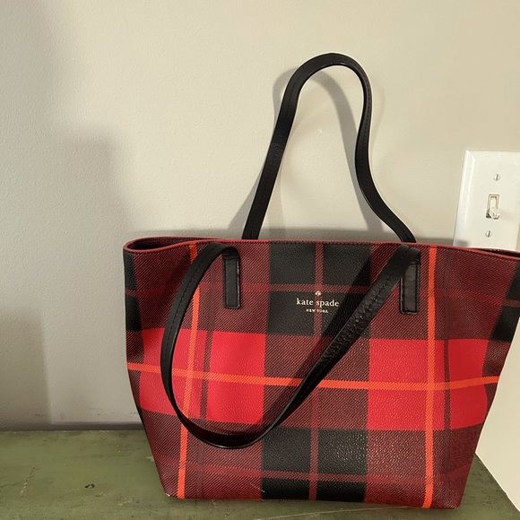 Red Plaid Kate spade purse - Picture 1 of 4